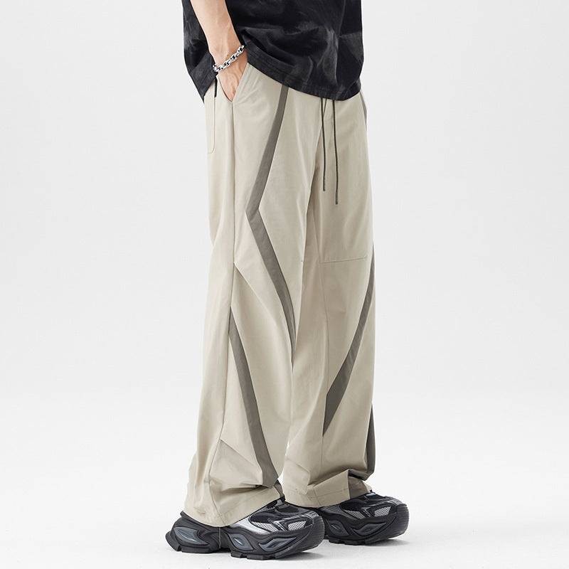 Trend Mixed Color Stripe Casual Pants