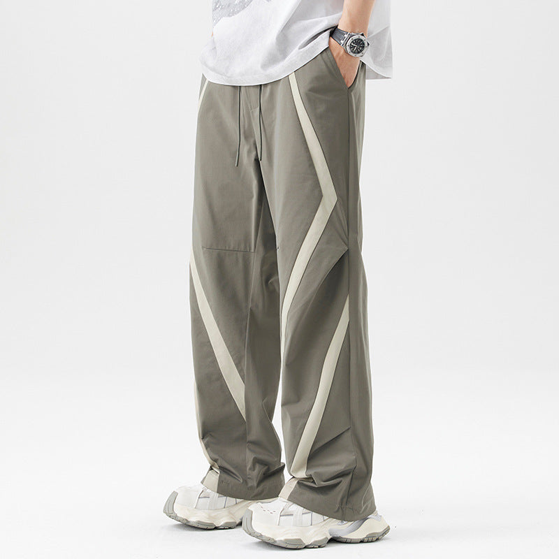 Trend Mixed Color Stripe Casual Pants