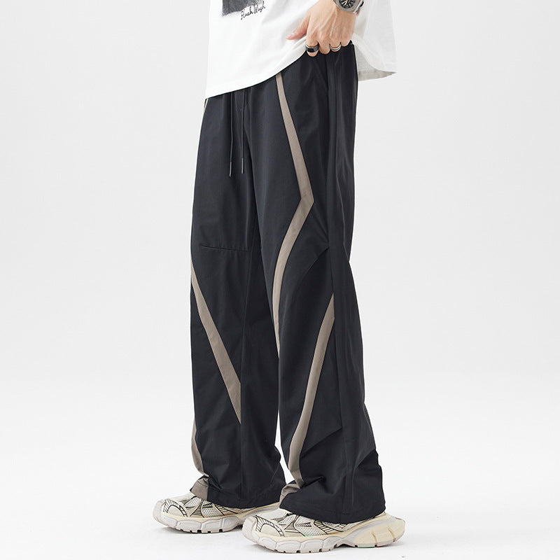 Trend Mixed Color Stripe Casual Pants