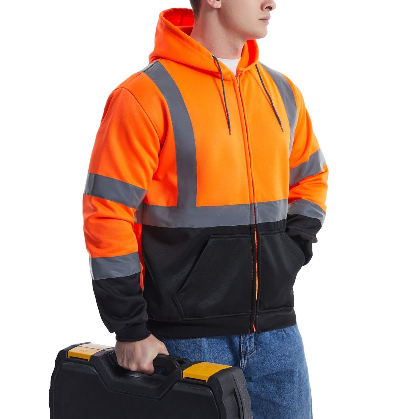 Hi-Vis Two-Tone Reflective Safety Sweatshirt for Construction Work