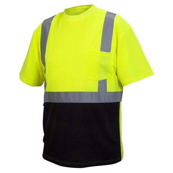 Men's High Visibility Reflective Road Work Construction  Safety T-Shirt With Pocket